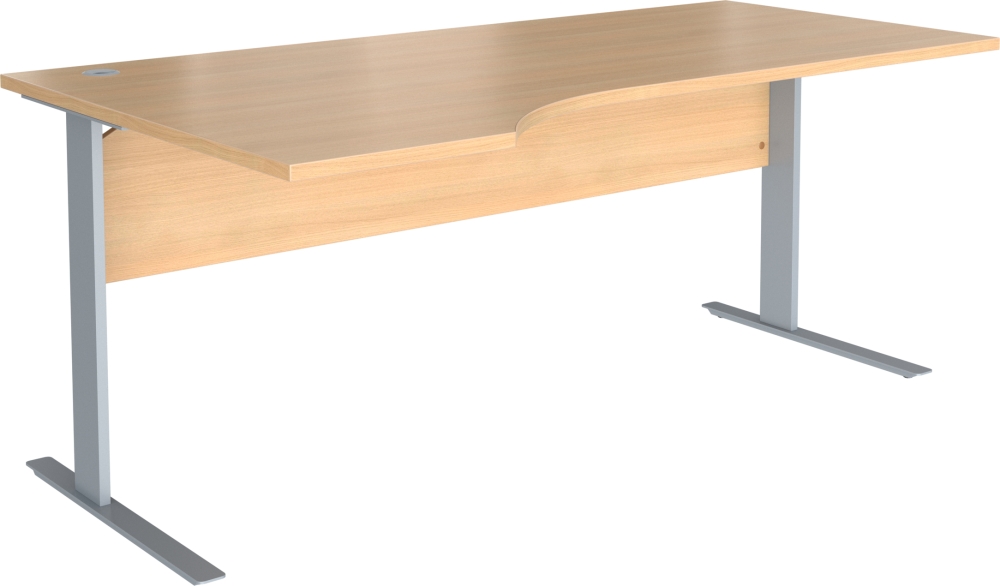 Stůl pracovní ergonomický Trend s přední clonou z LTD - levý, 1600x1000/800x750mm