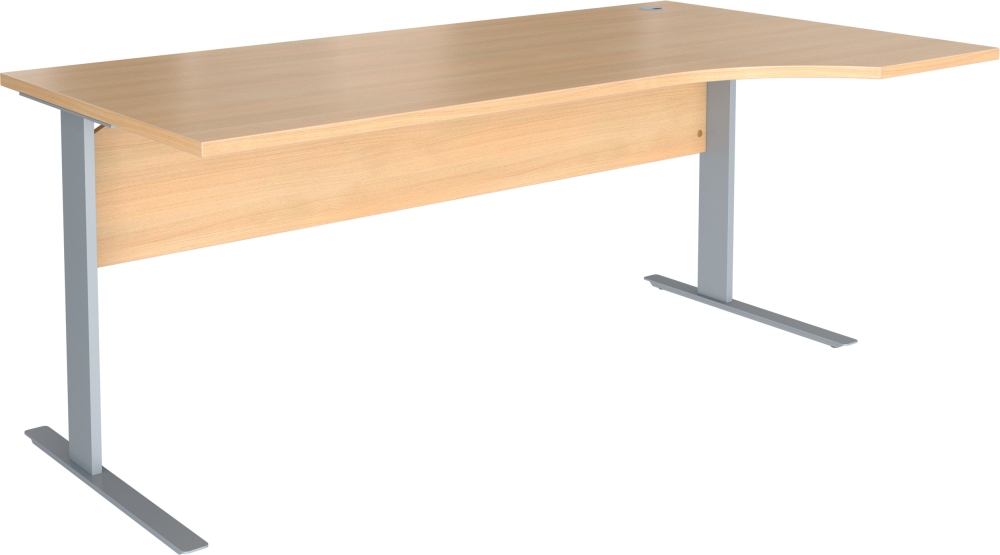 Stůl pracovní ergonomický Trend s přední clonou z LTD - pravý, 1800x800/1000x750mm