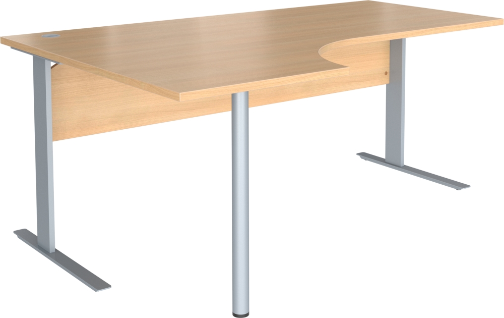 Stůl pracovní ergonomický Trend s přední clonou z LTD a podpěrnou nohou - levý, 1600x1200/800x750mm