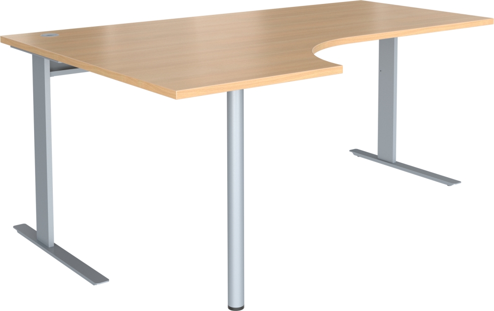 Stůl pracovní ergonomický Trend s kabelovým kanálem a podpěrnou nohou - levý, 1600x1200/800x750mm