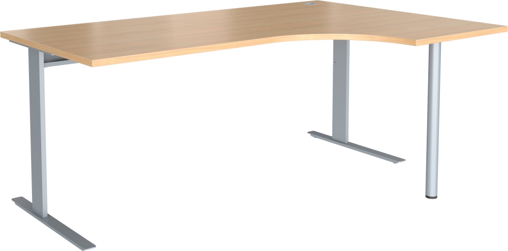 Stůl pracovní ergonomický Trend s kabelovým kanálem a podpěrnou nohou - pravý, 1600x800/1200x750mm