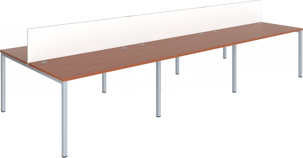 Sestava pracovních stolů Klasik - 6 míst s paravánem, 2440x1620x1130mm