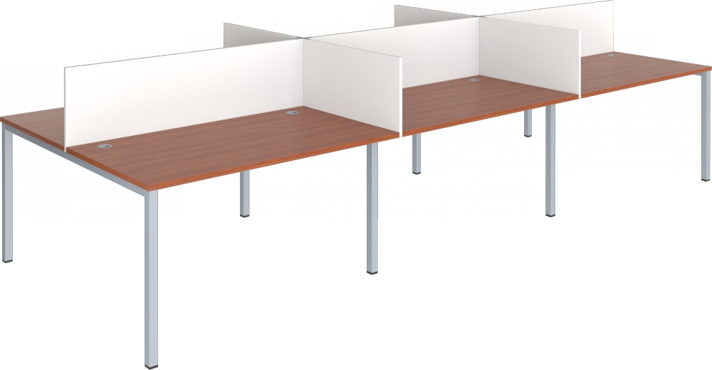 Sestava pracovních stolů Klasik - 6 míst s paravánem, 3640x1620x1130mm