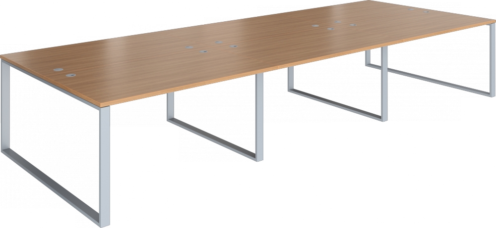 Sestava pracovních stolů Effect šestimístná, 3640x1620x750mm, podnož RAL 9006