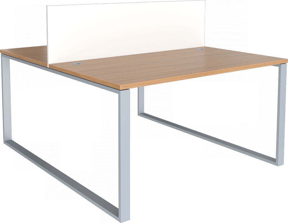 Sestava pracovních stolů Effect dvoumístná se středovým paravánem, 800x1620x750mm, podnož RAL 9006