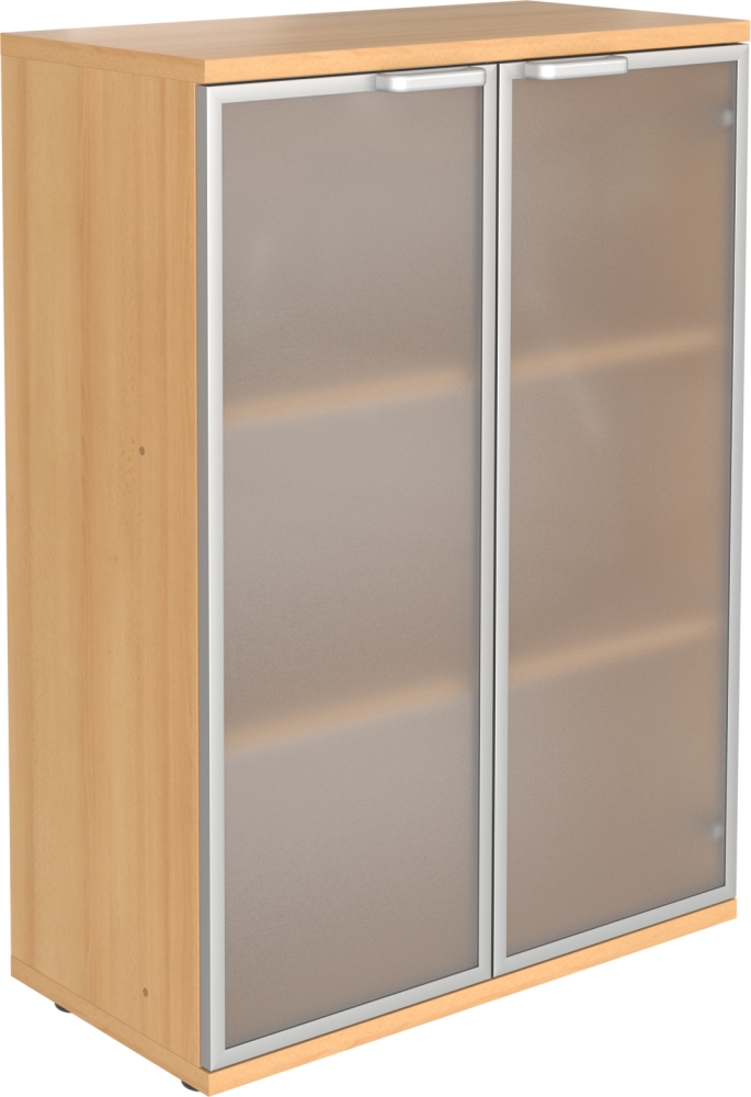 Skříň střední s matnými skleněnými dveřmi v AL rámečku, 800x400x1130mm, SM40